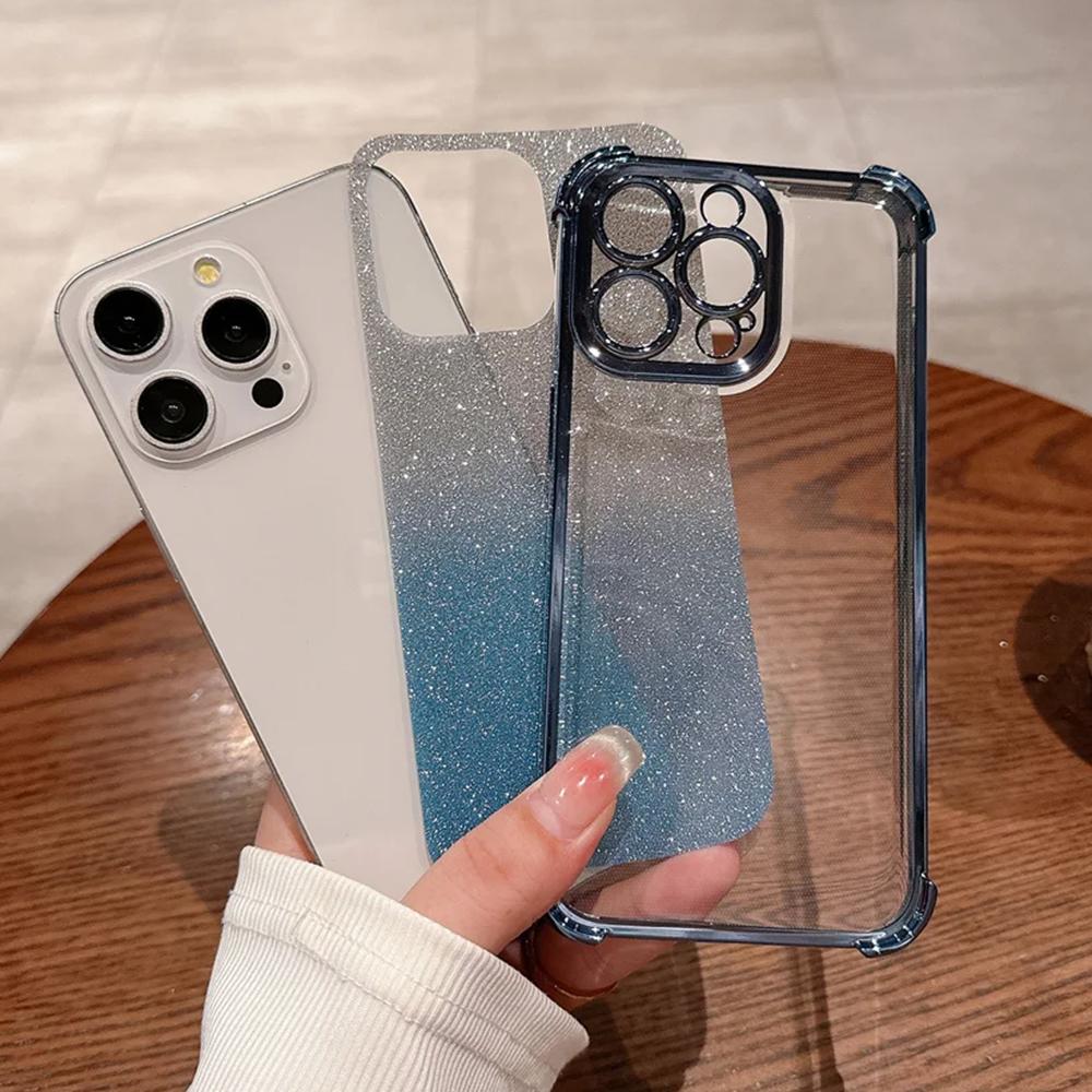 Gradient Glitter Airbag Shockproof Case with Lens for VIVO Y77 Y78 Y77E Y16 Y17 Y18 Y35 Y20 Y21S Y52S Y76S Y200 X70 X90 X100 Pro S15 S17 S18 S19 Pro