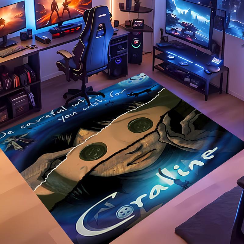 1pc Coraline Entrance Mat, Non-Slip Mat Area Rug,Room Decor, Outdoor Decor, Kitchen Rug,Doormat - Machine Washable, Easy to Clean