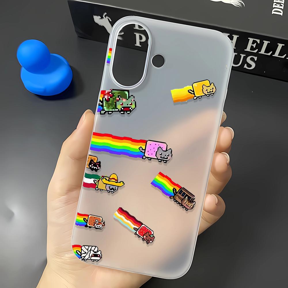 Phone Case For Iphone 16 17 Air 15 Plus 14 13 12 11 Pro Max Soft Full Protection Rainbow barrage elegant cute durable Funda