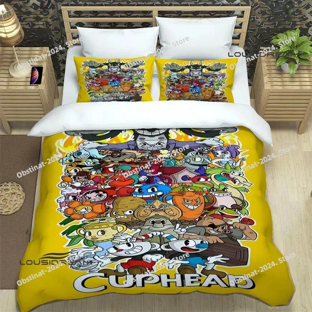 Мультяшный постельный комплект Cuphead Пододеяльник Полный Queen King Размер Наволочка Постельное Белье с Принтом Aldult Kid Односпальный Twin Постельное Белье из Льна
