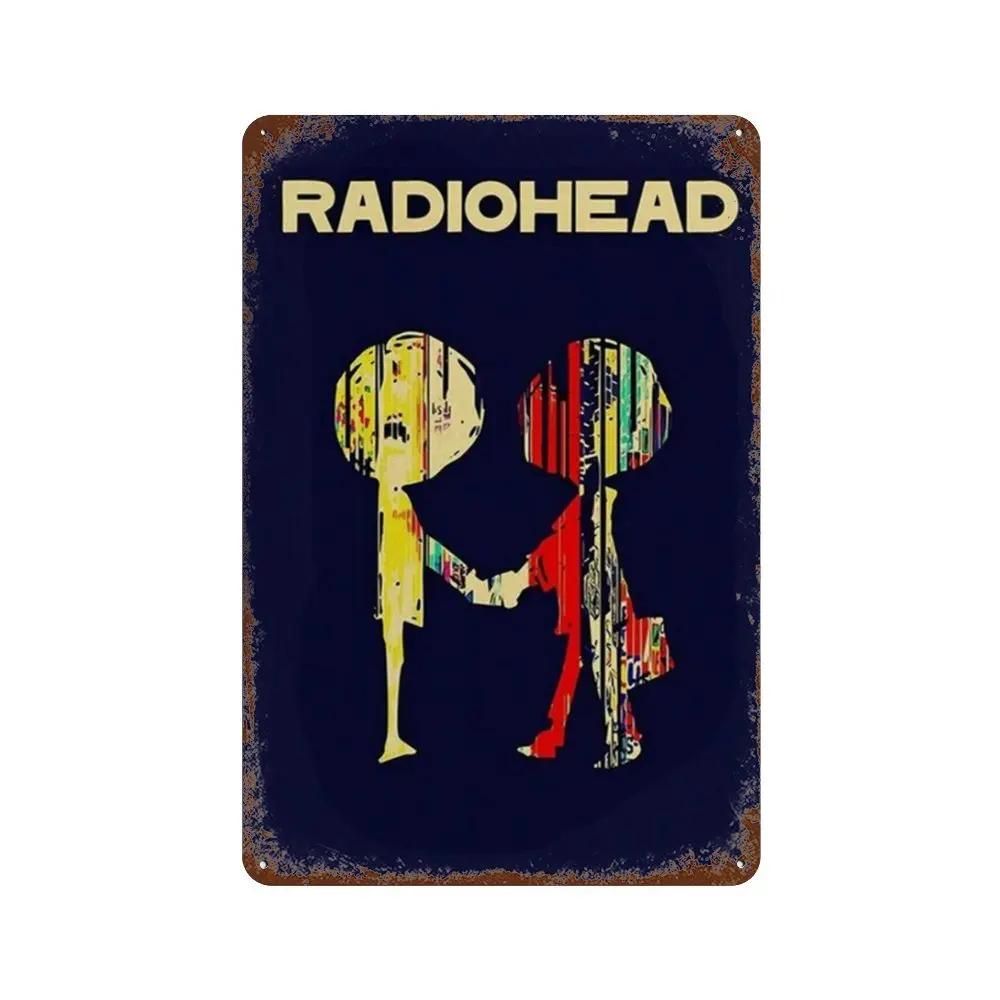 Рок-группа Radiohead Music Art Poster Ретро Металлическая жестяная вывеска Винтажная табличка для дома, комнаты, бара, клуба, мужской пещеры, кафе, декор настенные тарелки