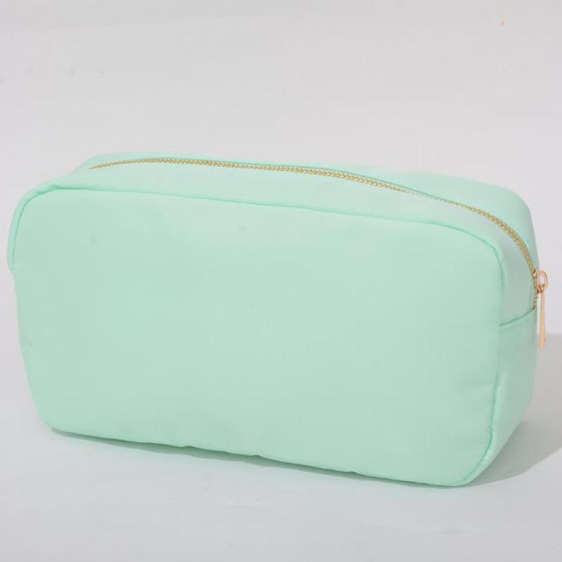 Low MOQ Stock Nylon Women Lady Custom Embroidery Chenille Patches Custom Travel Makeup Pouch Small Cosmetic Bag