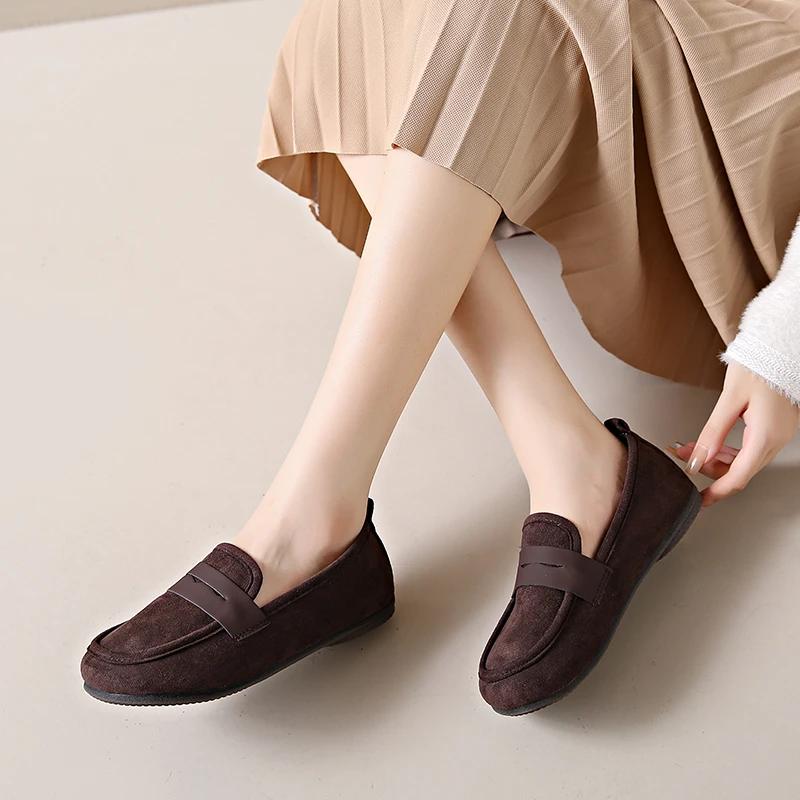 Обувь женская 2024 Брендовые женские туфли на плоской подошве без застежек Модные повседневные туфли на плоской подошве с круглым носком Горячая распродажа Большие размеры Плоские туфли на низком каблуке Zapatos Mujer