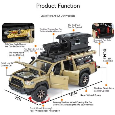 1:Масштаб 32 TOYOTA TACOMA MAMMOTH Модель автомобиля Игрушка Сплав Литье под давлением Двери Открываются Свет Звук Модели Пикапов Дети Домашний Декор Подарки
