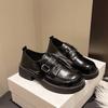 Черные французские туфли на толстом каблуке и платформе из кожи женские новинка 2025 года осень-зима универсальные ретро туфли Мэри Джейн, увеличивающие рост