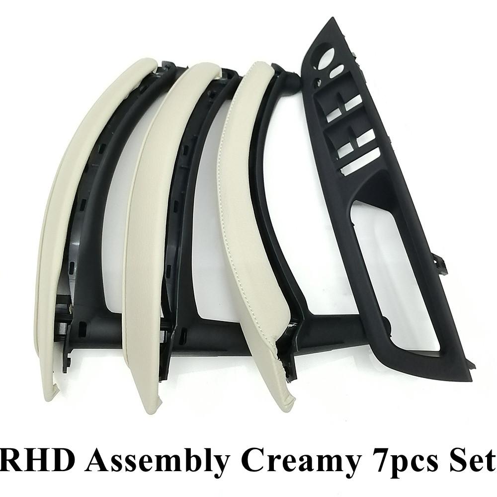 LHD RHD Car Interior Armrest Door Handle Inner Panel Pull Trim Leather Outer Cover Set For BMW X5 X6 E70 E71 E72 2007-2013