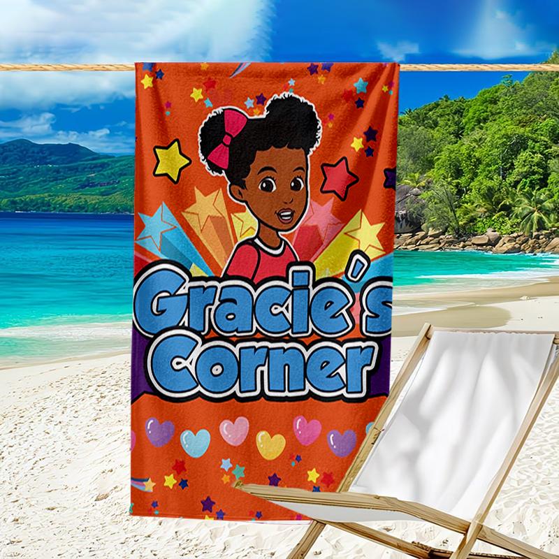 proof beach towel with a Gracie's Corner pattern - soft,absorbent,quick-drying,machine washable - perfect for swimming,camping,bathing