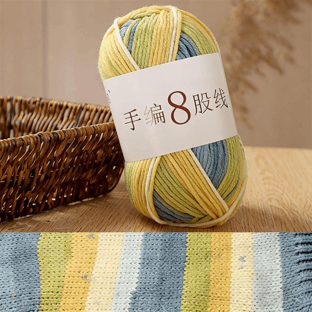 8 Strands Hand Knitting Yarn DIY Multi-Color 8-Ply Crochet Yarn Rainbow Segment Coarse Yarn Hand-Dyed Yarn Crochet Projects