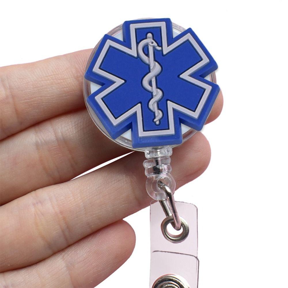 Key Ring Retractable Badge Reel PVC Nurse ID Holder Easy To Pull Buckle Office Suppliers