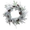 Заснеженный венок с сосновой хвоей и шишками - 26