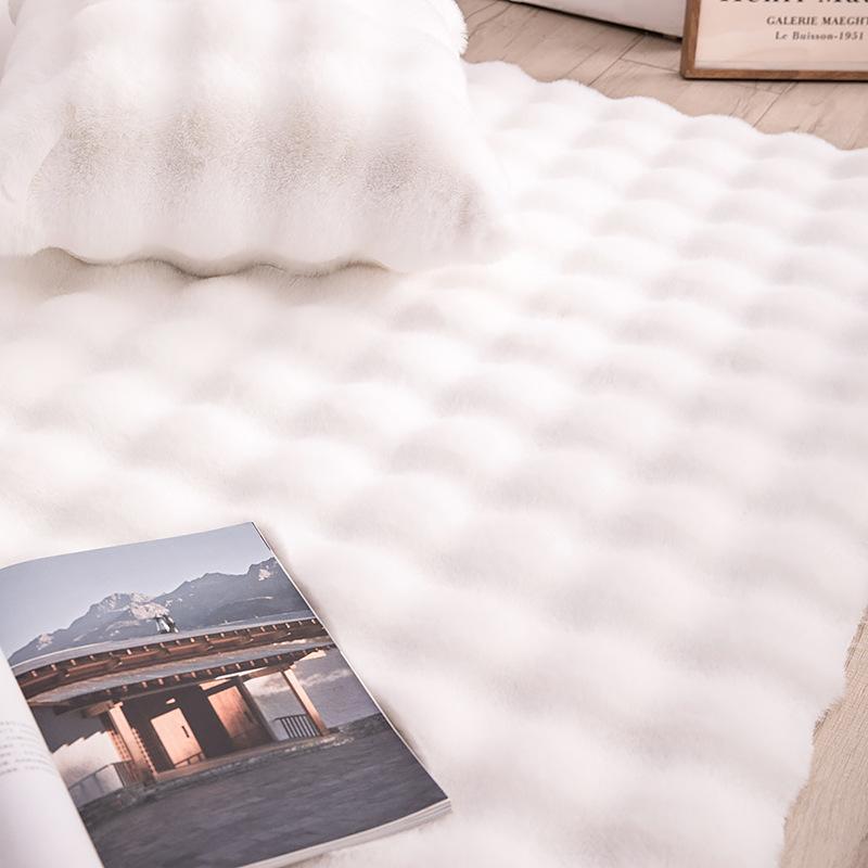 Round Bubble Fleece Fabric Simple Solid Color Fluffy Soft Comfortable Easy To Clean Furry Warm Cute Indoor Decorative Carpet