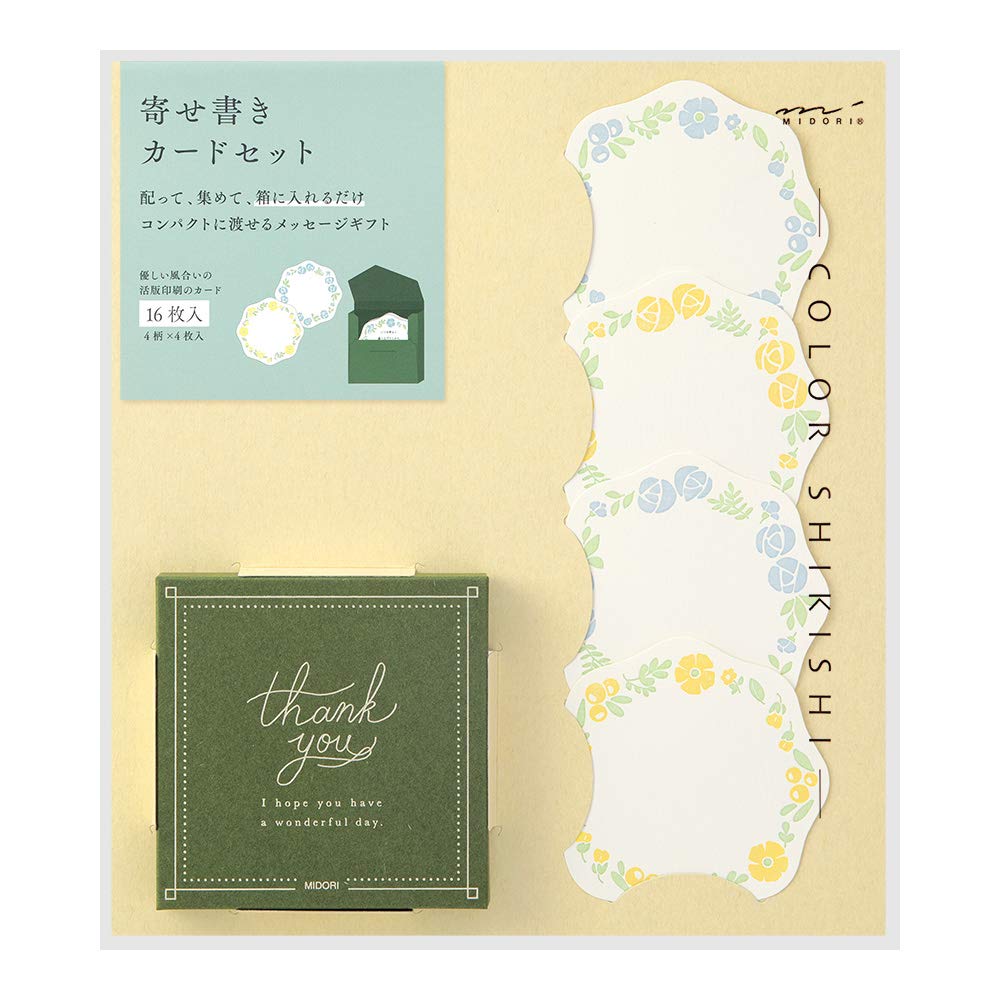 Midori Shikishi Message Card with 16 Pieces Floral Pattern 33258006