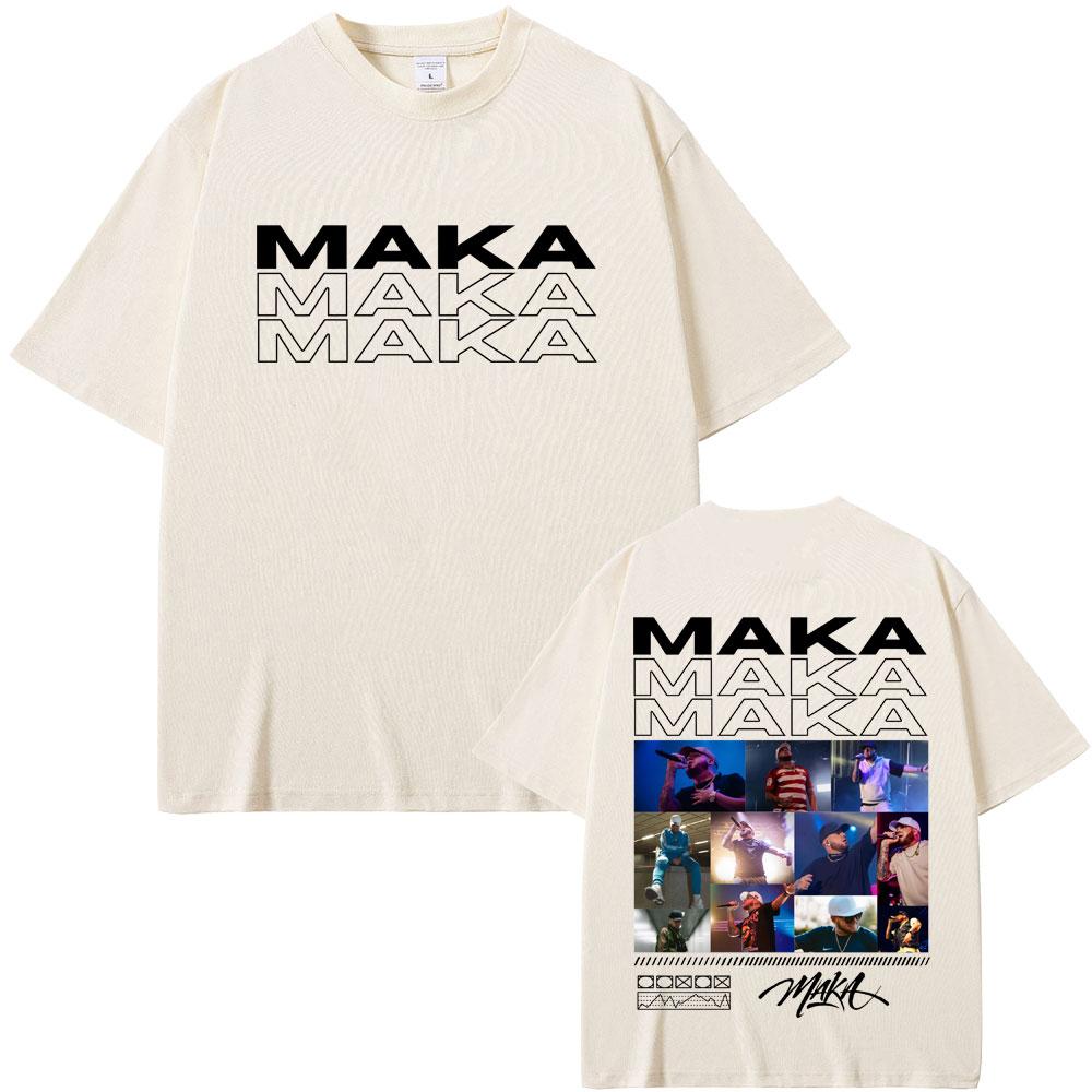 Футболка с двусторонним принтом рэпера Маки, тур Aura, мужская, женская, хип-хоп мода, футболки с поп-музыкой, мужская, повседневная, черная, винтажная футболка