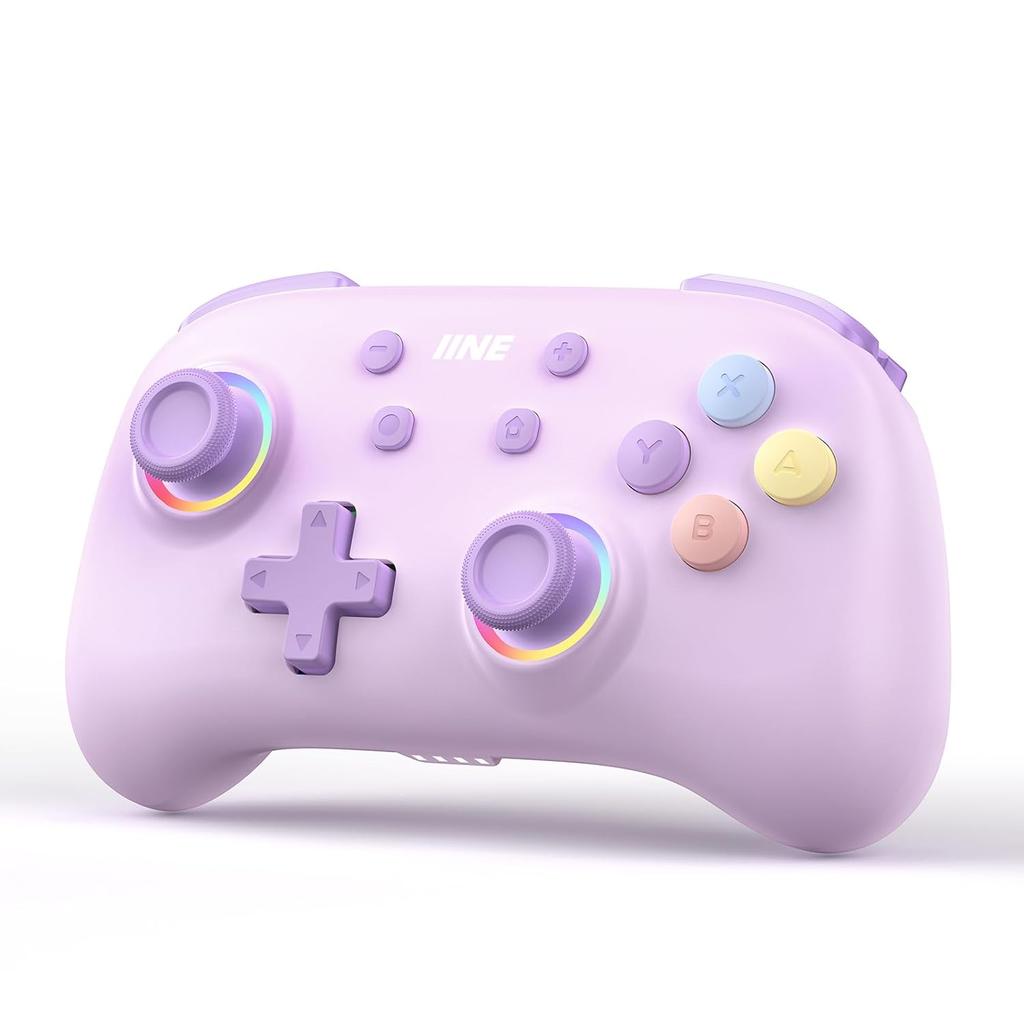 IINE Wireless Controller for Switch/PC/Android/IOS, Cute Gamepad with RGB Lights, Mini Pro Controller with Turbo/Macro/NFC Amiibo/Motion