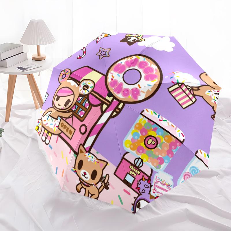 Узор TOKIDOKI, автоматический складной зонт, портативный и складной дизайн, 8 спиц, рождественский или день рождения подарок.