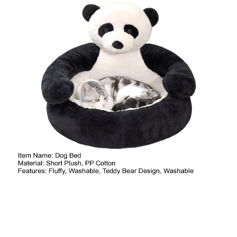 Dog Bed Plush Fabric Semi-enclosed Pet Bed Cozy Teddy Bear Dog Bed with Armrests Fluffy Plush Cat Sofa Non-slip for Pets