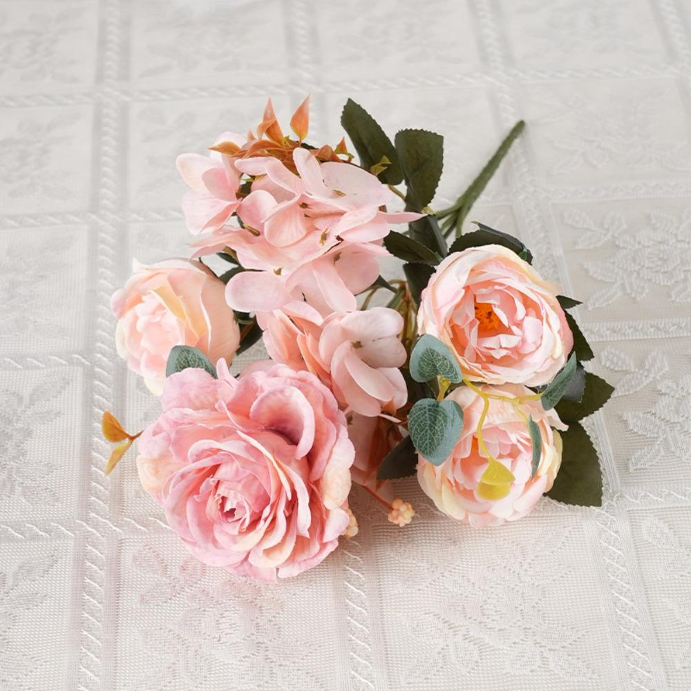 Роза Искусственные Пионы Цветы Ландшафтный Шелк Гортензия Модный Свадебный Букет Свадебные Композиции