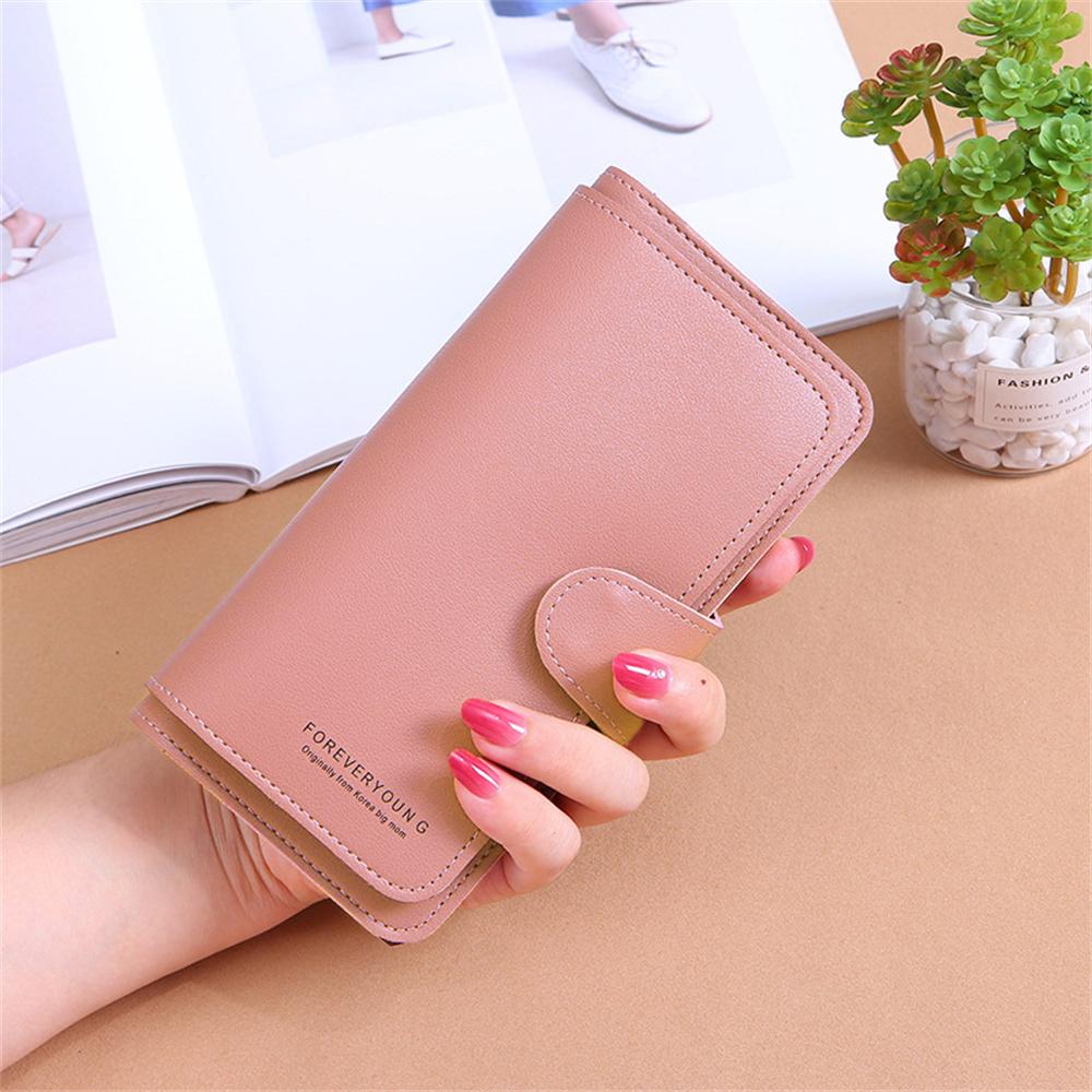 Women Long Wallets Soft  Leather Clutch Wallets Card Holder Card Holders Buckle Zippers Money Clip Multi-Card Female Coin Purses