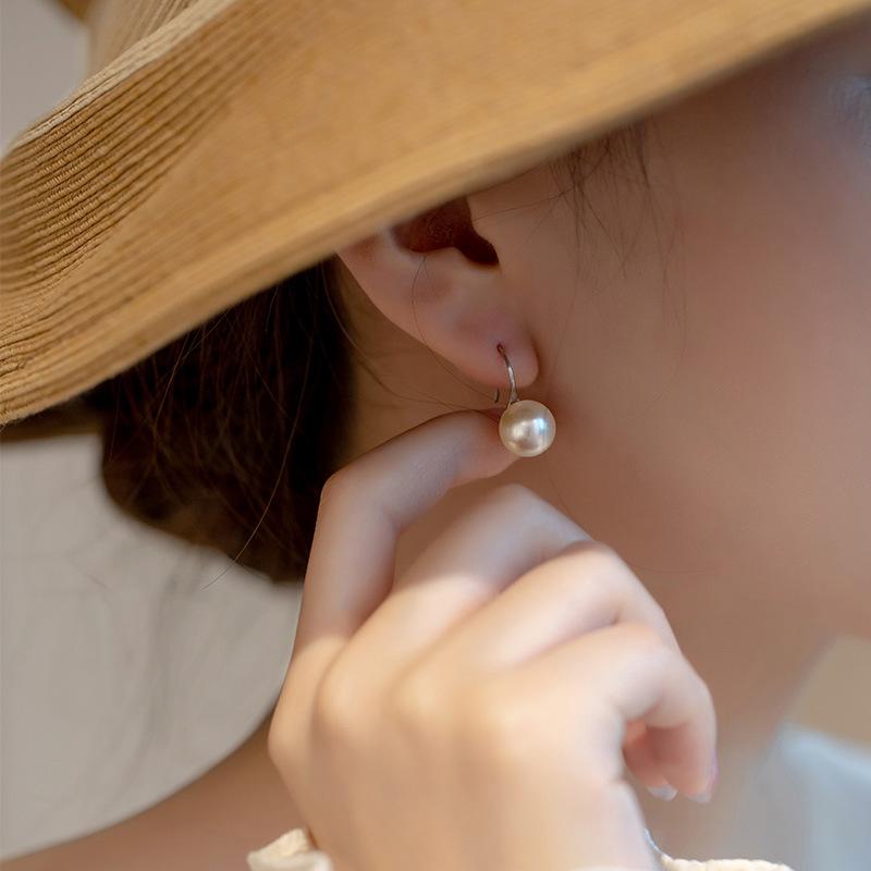 Серьги-крючки с жемчугом Shijia: Легкие роскошные женские ювелирные изделия из стерлингового серебра 925 пробы высшего качества