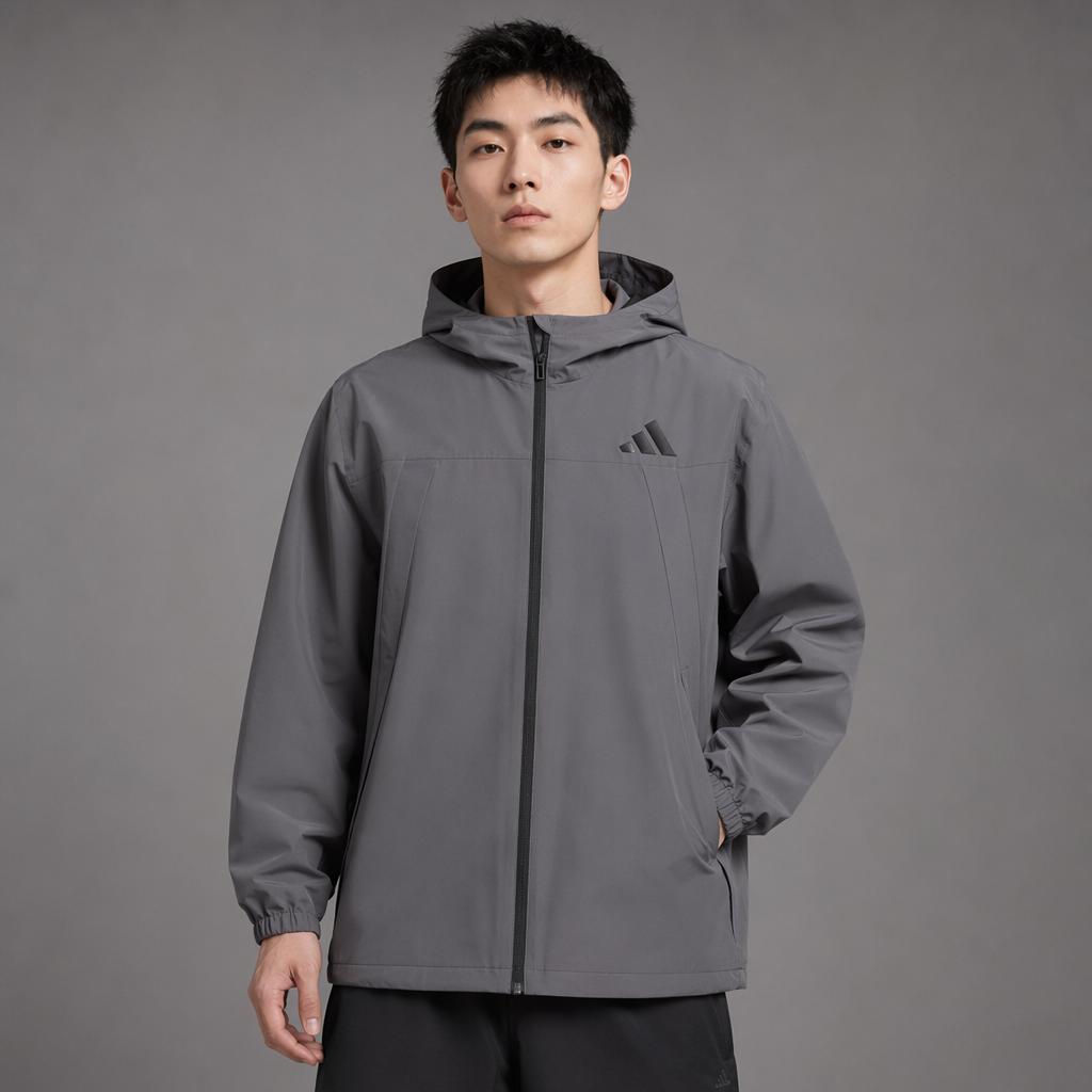 adidas Свободная водостойкая спортивная куртка с капюшоном на молнии, длинным рукавом, для активного отдыха, унисекс, куртки IB7055