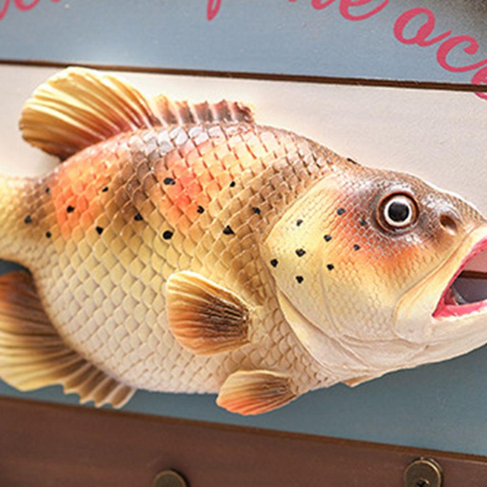Unique Wood Fish Wall Hanging Ornaments Realistic Fish Decor Hook Living Room