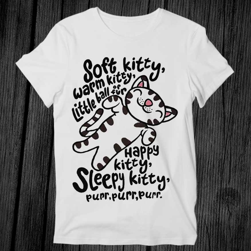 Soft Kitty Warm Kitten Cute Cat Pet Lover Best Seller T Shirt Unisex Adult Gift Cool Music Fashion Top Vintage Retro Tee G501