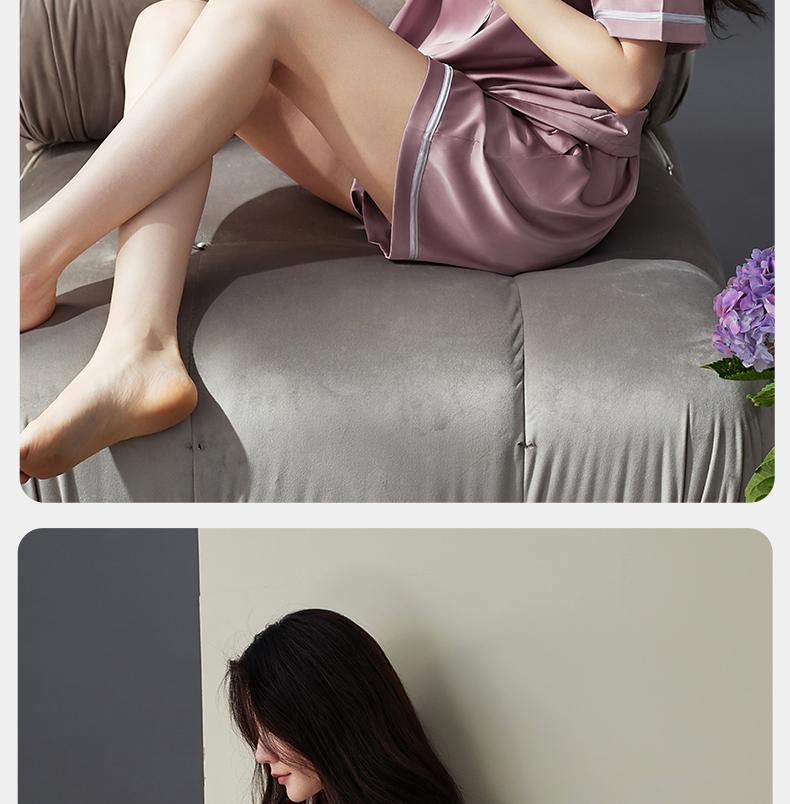 Xuanliang New Chinese style Pajamas Women's Summer Ice Silk Short sleeved Shorts High end Double breasted Home Clothes Simulated Silk