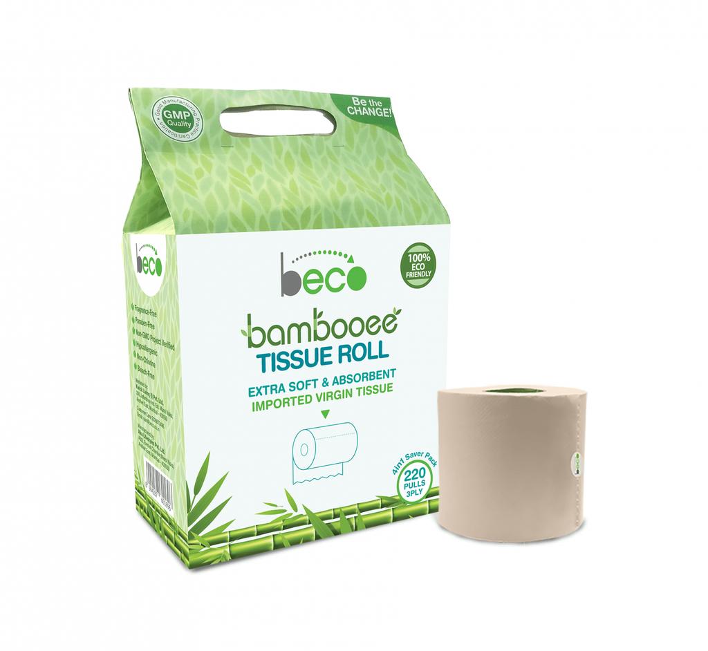 Biodegradable 3 Ply Bamboo Toilet Paper (4 Things), Bambooee Tissue Roll Beco