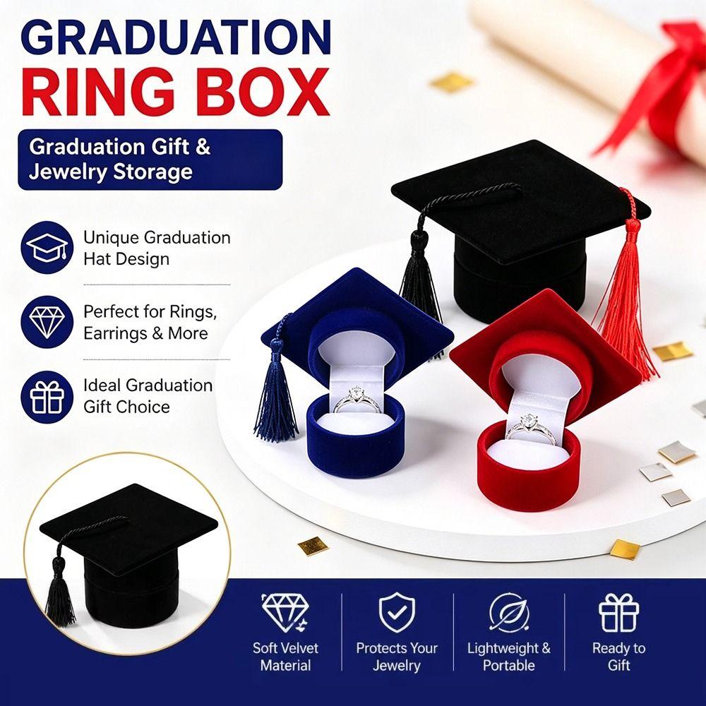 Composites Doctoral Hat Ring Box Earrings Packaging Box Student Graduation Season
