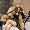 Faux Fur Coat Loose OverCoat Thick Warm Female Plush Coats Fox Hair Inner Liner Detachable Collar Long Fur Parkas Fur Jacket