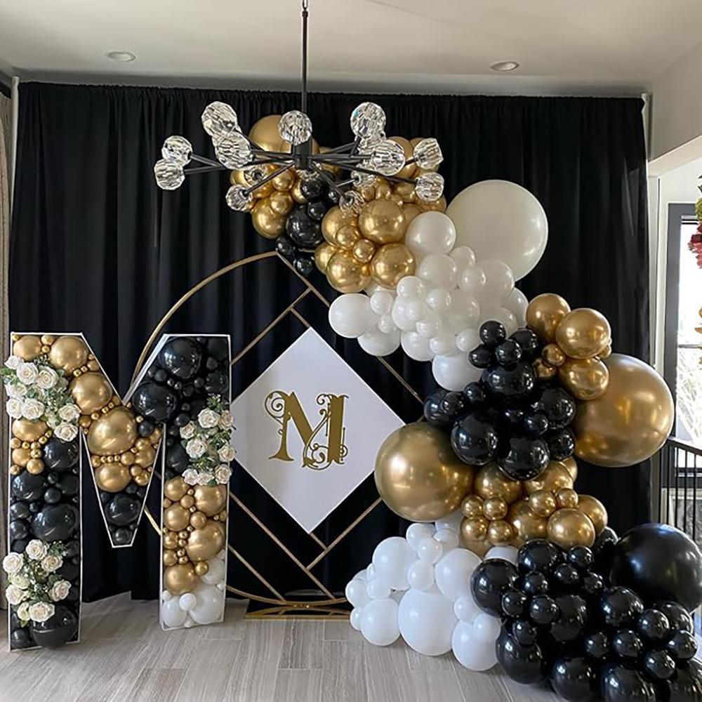 Black White Balloons Arch Metal Gold Confetti Latex Ballon Garland Kit New Year Baby Shower Wedding Graduation Decoration Globos