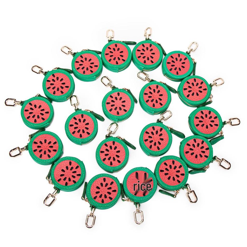 Cross-border Spot Bag Charm: Fruit Series Coin Purse, PU Leather Keychain, Earphone Bag - Small & Cute