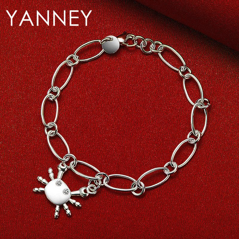 Stylish 925 Sterling Silver 8-inch Cute Crab Bracelet for Women, Charming Accessories, Jewelry, Wedding Gifts