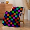 1pc Mondrian-Style Multicolor Geometric Block Print Plush Fleece Blanket - Soft Warm All-Season Bedspread with Iconic Black Whit