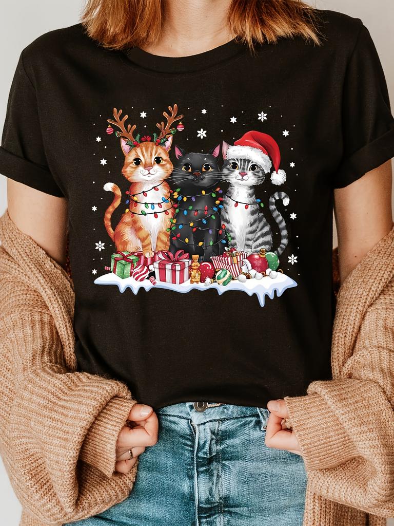Christmas Cats with Lights and Gifts T-shirt