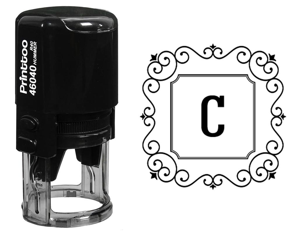 Printtoo Office Стационарный квадратный вихревой бордюр с буквой C Monogram Initial R-40 Self Inking Rubber