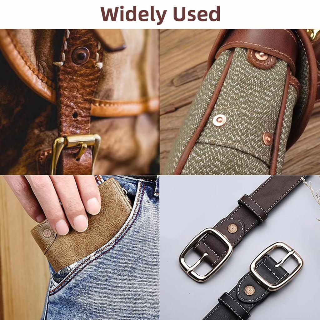 WUTA 100pcs Copper Rivets Leather Copper Rivet Fasteners Solid Brass Rivets Studs Permanent Tack Fasteners for Leather Bridles & Burrs, Crafts, Belts,