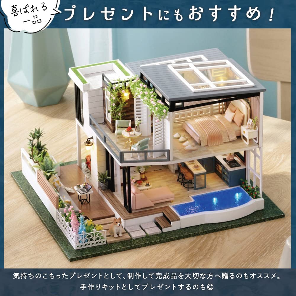 moin moin Кукольный домик Миниатюрный DIY Набор для ручной работы Инструкции Европейская вилла Садовая вилла Светодиодная подсветка Акриловый кейс Фигурка Музыкальная шкатулка 2201dh307 1/24