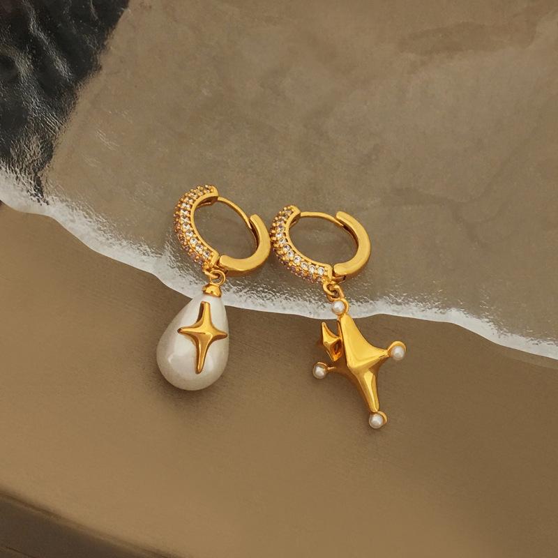 Нишевые серьги в стиле ретро, ​​асимметричные серьги-капли с пряжкой для ушей астрального дизайна