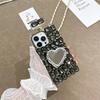 Чехол для мобильного телефона Rhinestone Love Mirror для iPhone17, флакон духов для Apple 14, шнурок для ношения через плечо 16, полностью инкрустированный бриллиантами, роскошный 13