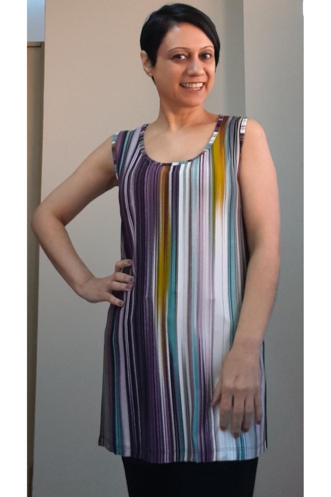 Women's Style Big Size T-Shirt Plum Colored Kali Strappy Combed Cotton Viscose T-Shirt