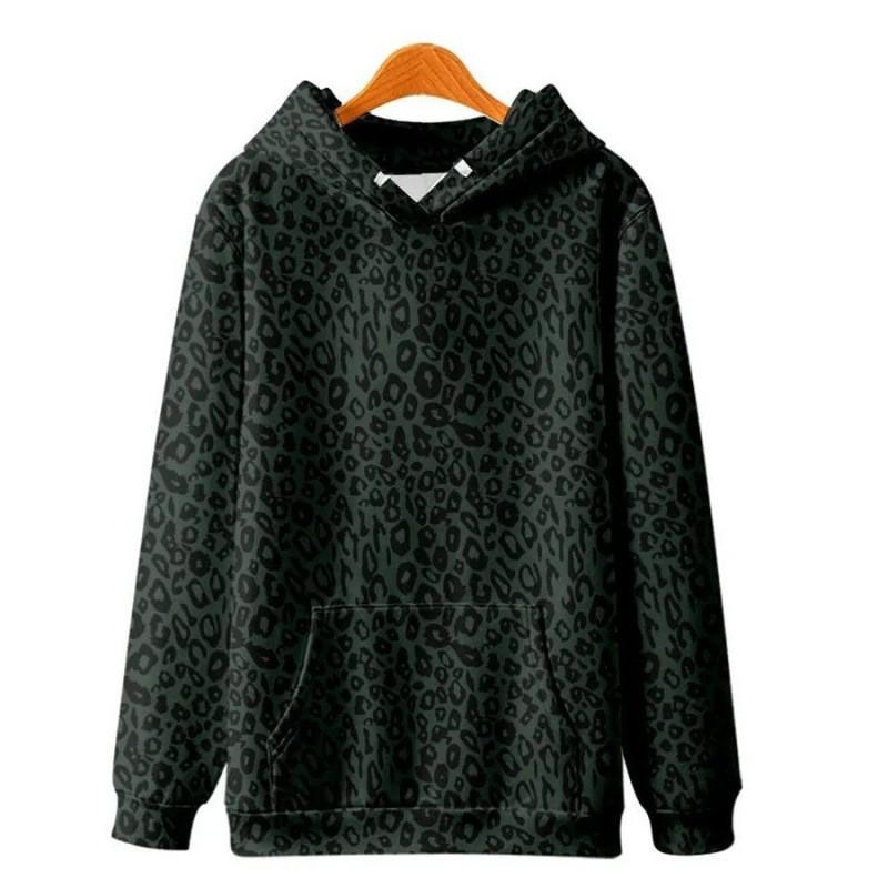 Unisex Oversized Hooded Sweatshirt With 3D Leopard Print Zipper Front Casual Streetwear Apparel