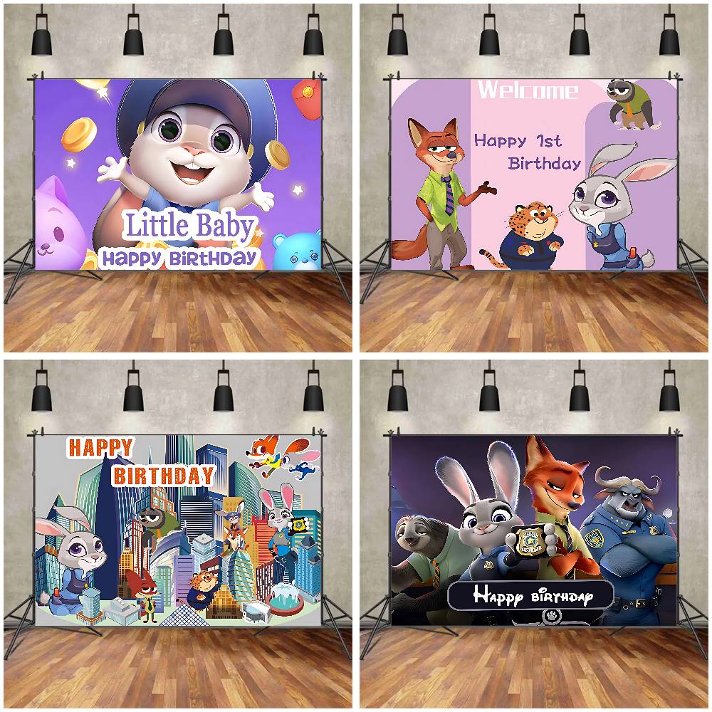 ANIMEZootopiaSCartoon Animal Background Photography Party Bedroom Living Room Decoration Shooting Background Cloth