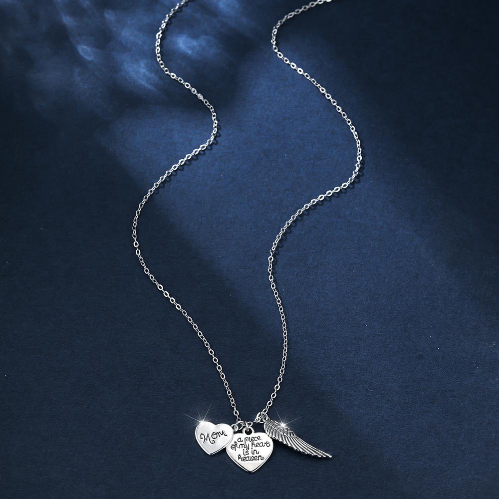 Ожерелье в виде сердца с крыльями ангела в память о потере матери, мамы, частичка моего сердца на небесах, подарок страсти