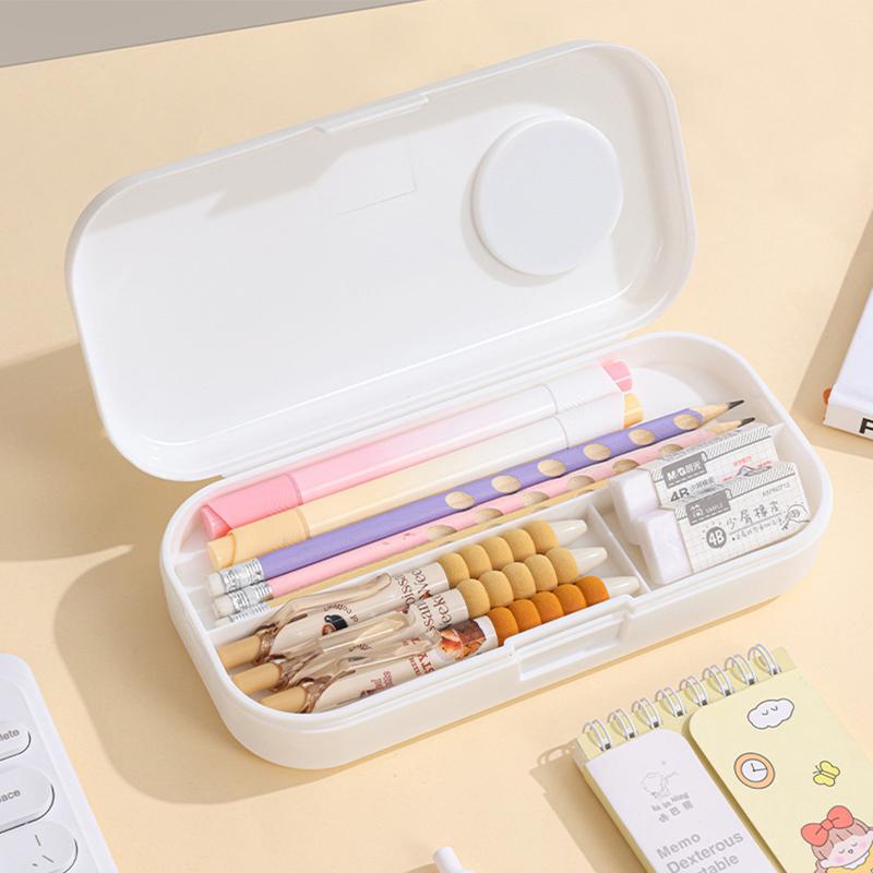 Kawaii Morandi Simple Pencil Case Student Большая вместимость Двухслойный пенал Мультяшный канцелярский органайзер Школьные принадлежности