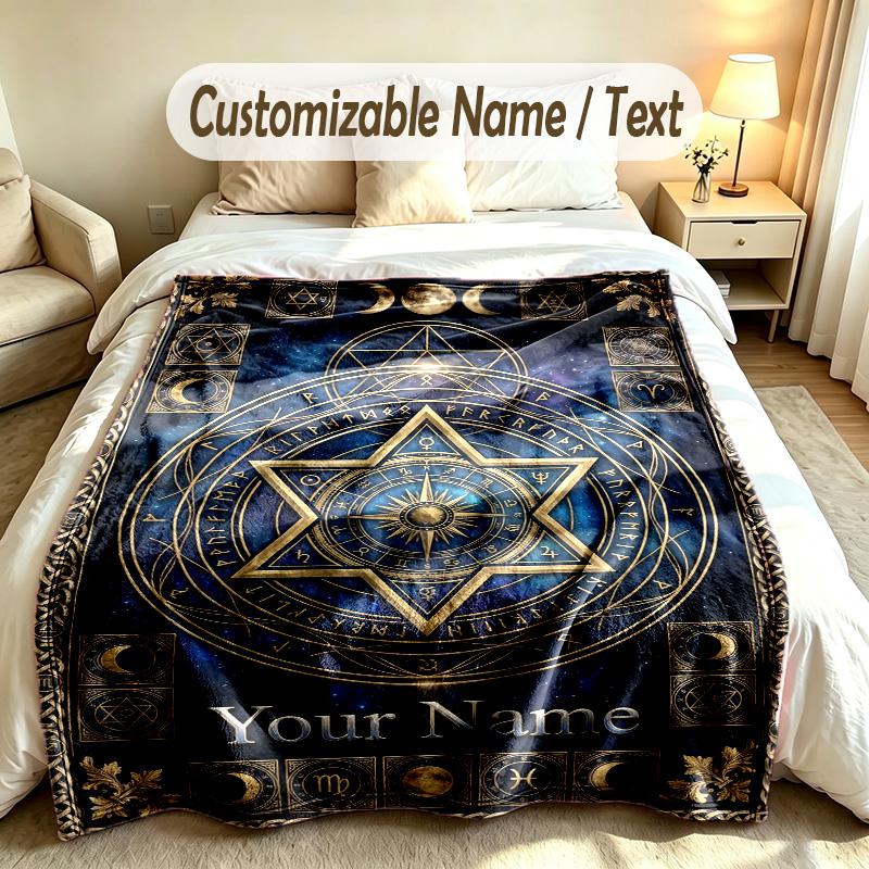 Fantasy Magic Theme Custom Blanket Personalized Name & Text Customized Soft Warm Throw Blanket Home Decor