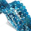 Ocean Blue Banded Stripe Onyx Agate Stone Beads 4-12mm Loose Beads for Jewelry Making Bracelet Accessories DIY
