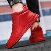 Fashion Autumn Men's Red High Top Sneakers Leather Casual Shoes Men Flat Designer Shoes Breathable Hip Hop Sport Shoes for Man Sneakers