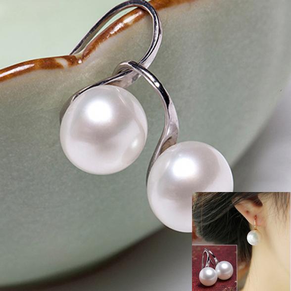 Women Imitation Pearls Ball Hook Earrings Eardrops Bridal Wedding Party Jewelry AVE