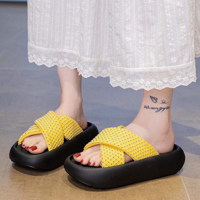 Хрустальный крест с тапочками на платформе женские 2025 новые для улицы высококлассные нескользящие сандалии